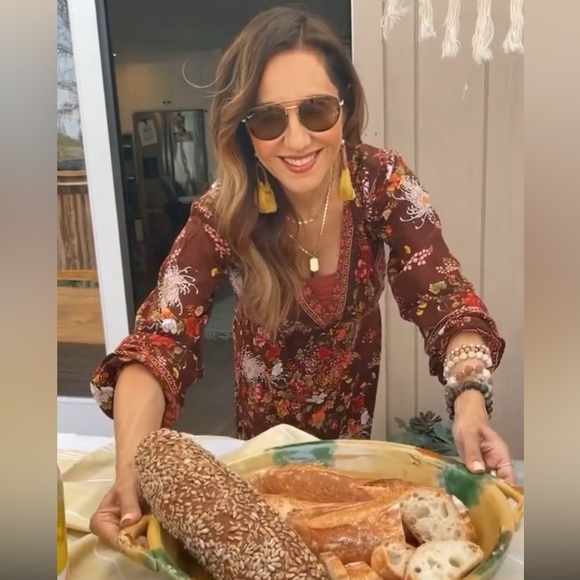 Aura The Label Maxi Dress, Maroon-Brown, Floral, V-Neck, 3/4 Sleeve, Handmade XS - Picture 2 of 7